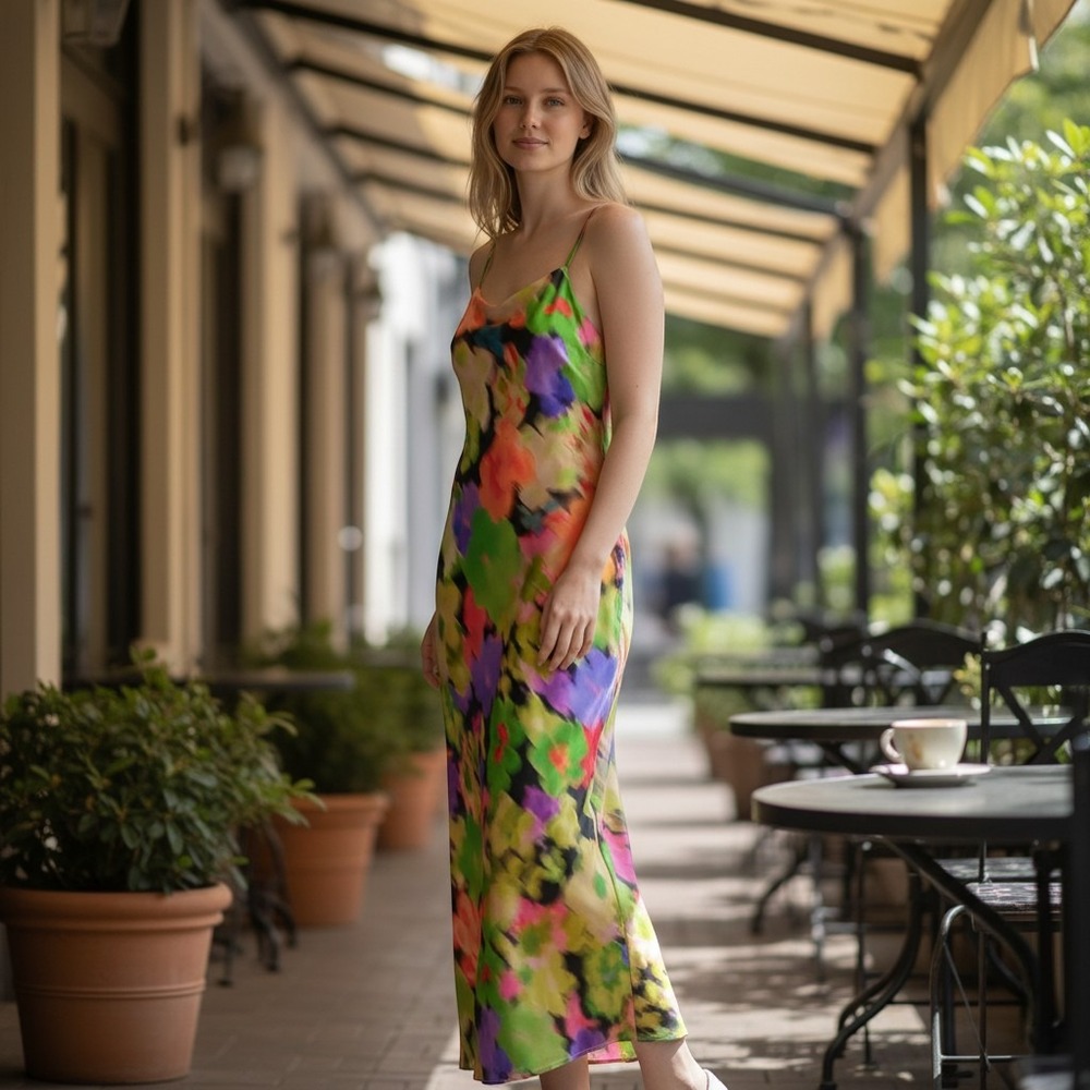 Nasty Gal Women Maxi Dress Multicolor Floral Size 12 Cowl Back Satin Finish